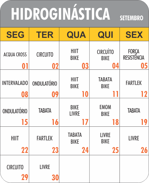 Programação Hidro - Academia Physical