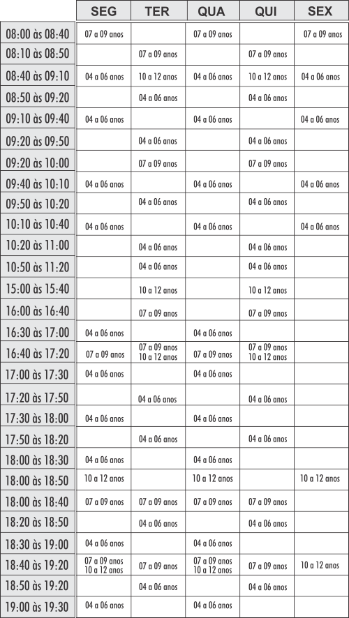 Grade natação infantil - Vila - Academia  Physical