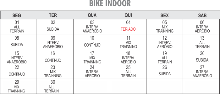 Programação Bike indoor