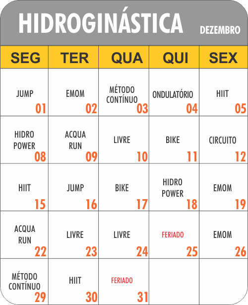 Programação Hidro - Academia Physical