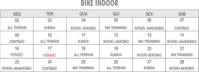 Programação Bike Indoor