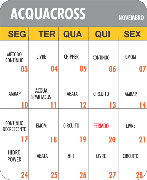 Programação AcquaCross - Academia Physical