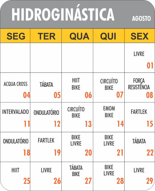 Programação Hidro - Academia Physical