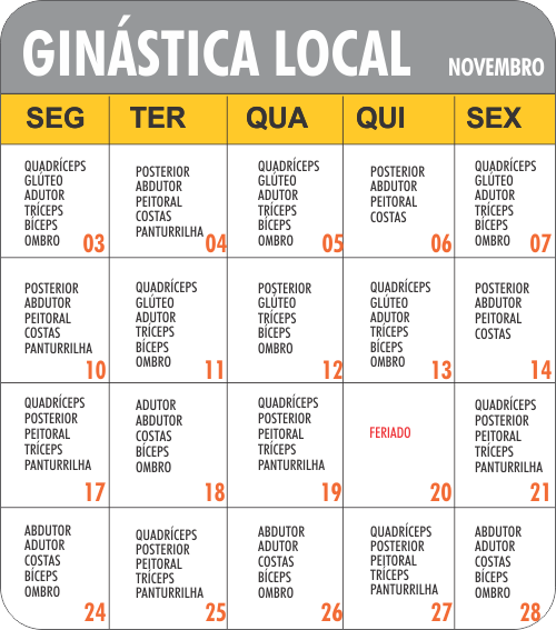 Programação Local - Academia Physical