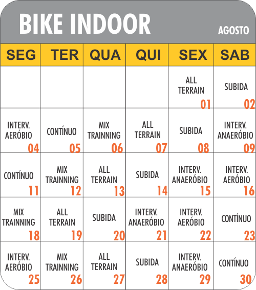 Programação bike - Academia Physical