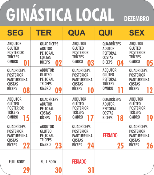 Programação Local - Academia Physical