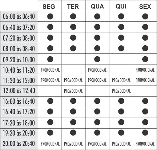 Grade Natação adulto - unidade Acqua - Academia Physical