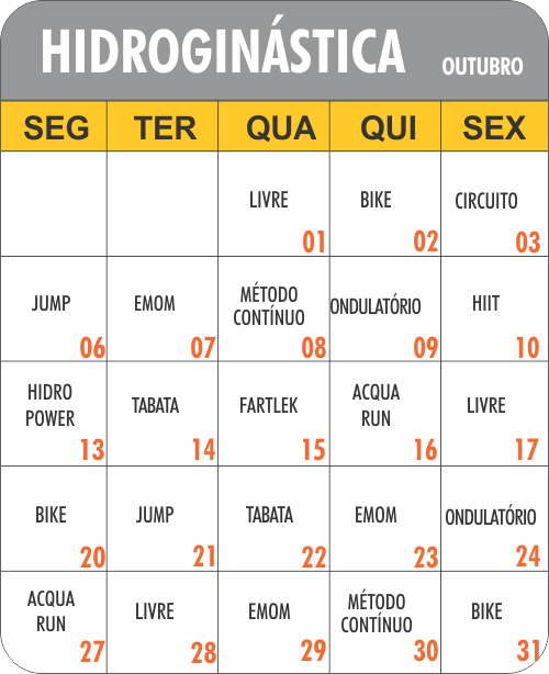 Programação Hidro - Academia Physical
