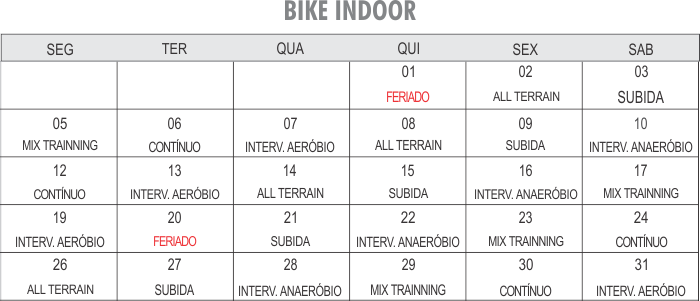 Programação Bike Indoor