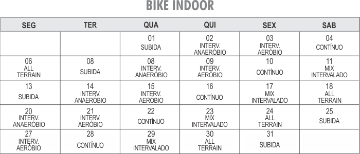 Programação Bike indoor