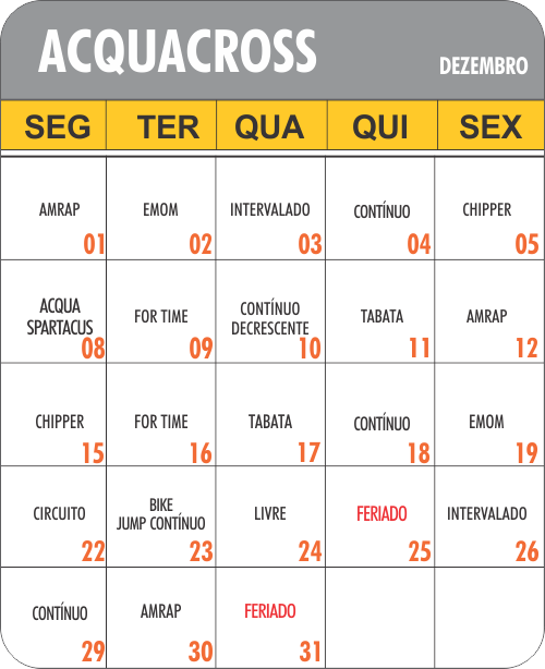 Programação AcquaCross - Academia Physical