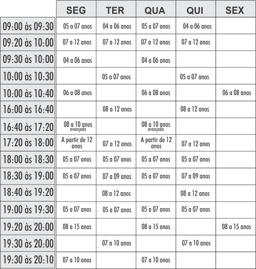 Grade Natação infantil - Piscina grande- Unidade Swim - Academia Physical